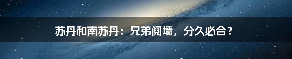 苏丹和南苏丹:兄弟阋墙,分久必合?