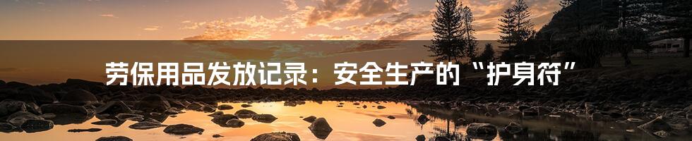 劳保用品发放记录:安全生产的“护身符”