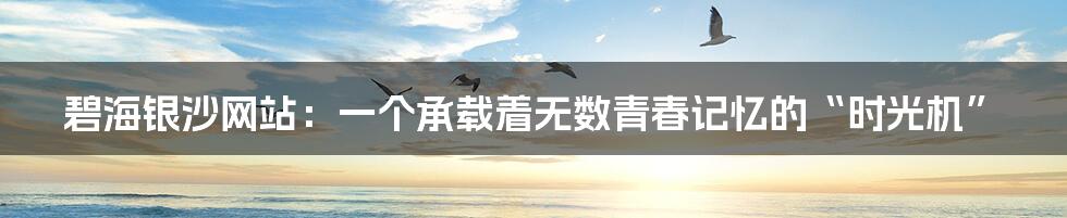 碧海银沙网站:一个承载着无数青春记忆的“时光机”
