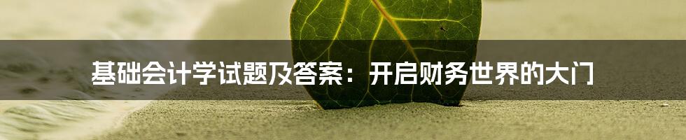 基础会计学试题及答案:开启财务世界的大门