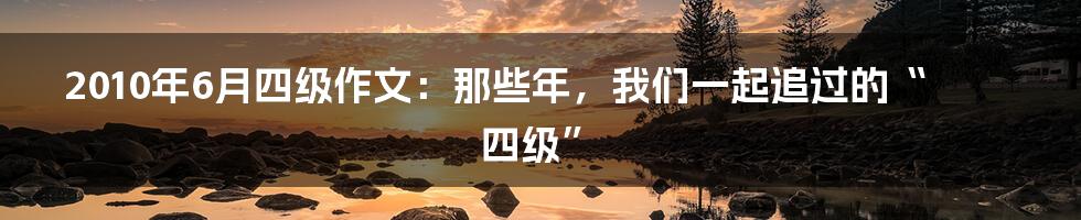 2010年6月四级作文:那些年,我们一起追过的“四级”