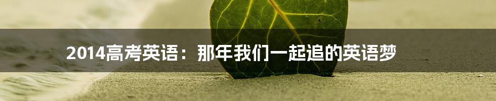 2014高考英语：那年我们一起追的英语梦