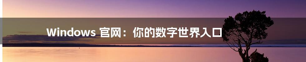 Windows 官网:你的数字世界入口