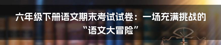 六年级下册语文期末考试试卷:一场充满挑战的“语文大冒险”