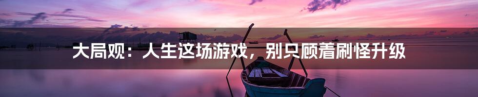 大局观:人生这场游戏,别只顾着刷怪升级