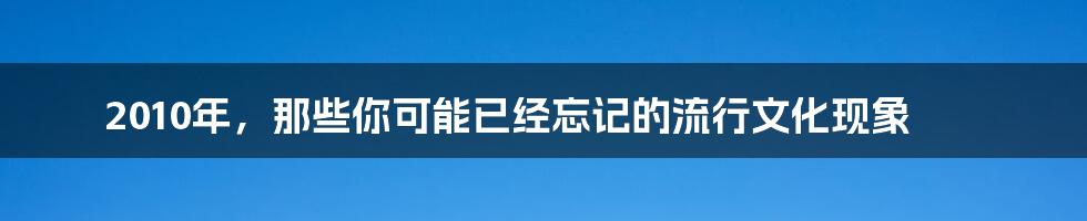 2010年,那些你可能已经忘记的流行文化现象