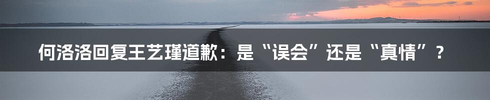 何洛洛回复王艺瑾道歉:是“误会”还是“真情”?