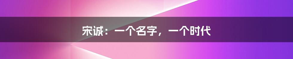 宋诚：一个名字，一个时代