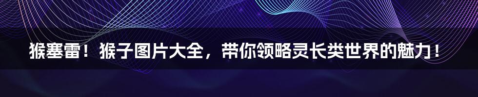 猴塞雷！猴子图片大全，带你领略灵长类世界的魅力！