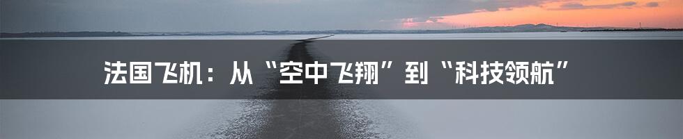 法国飞机:从“空中飞翔”到“科技领航”
