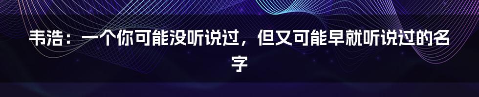 韦浩:一个你可能没听说过,但又可能早就听说过的名字
