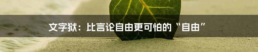 文字狱：比言论自由更可怕的“自由”