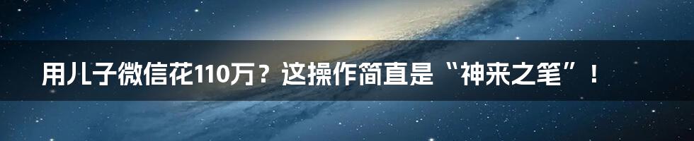 用儿子微信花110万?这操作简直是“神来之笔”!