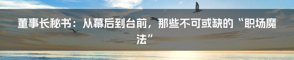 董事长秘书:从幕后到台前,那些不可或缺的“职场魔法”