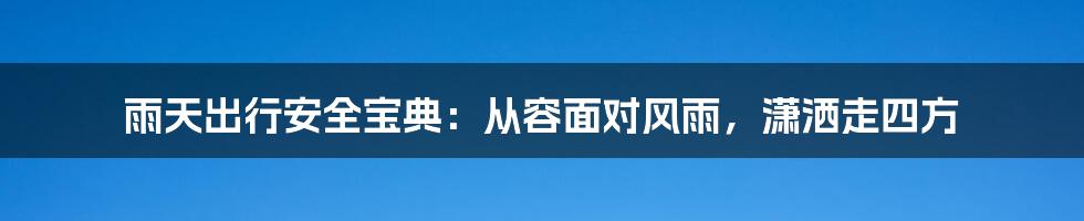 雨天出行安全宝典:从容面对风雨,潇洒走四方