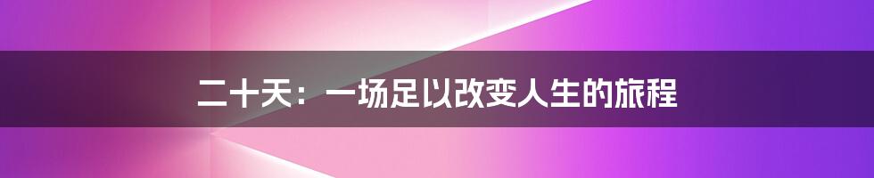 二十天:一场足以改变人生的旅程