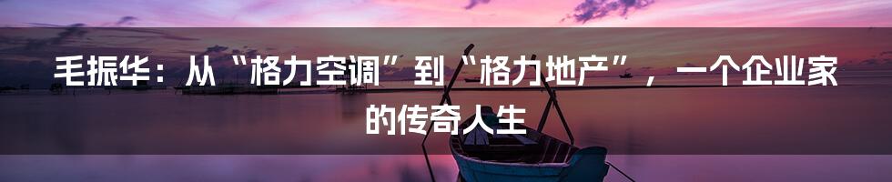 毛振华:从“格力空调”到“格力地产”,一个企业家的传奇人生