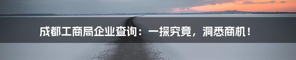成都工商局企业查询:一探究竟,洞悉商机!