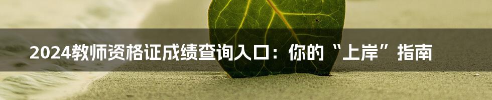 2024教师资格证成绩查询入口:你的“上岸”指南