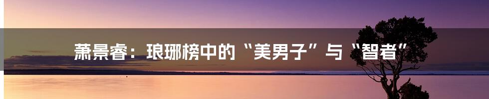 萧景睿:琅琊榜中的“美男子”与“智者”