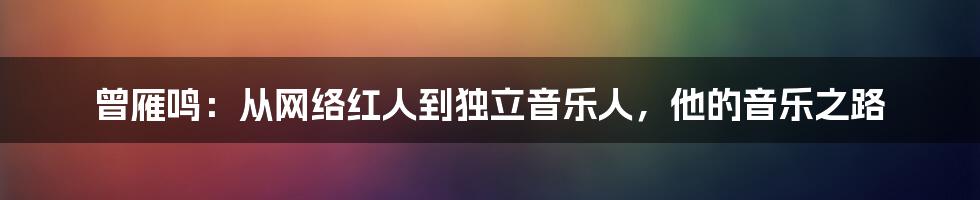 曾雁鸣:从网络红人到独立音乐人,他的音乐之路