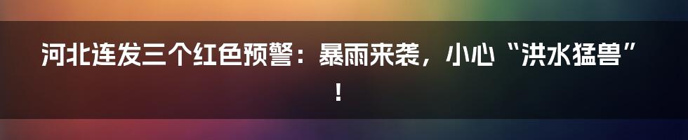 河北连发三个红色预警:暴雨来袭,小心“洪水猛兽”!