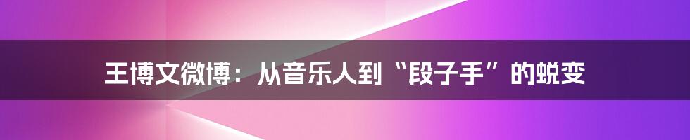 王博文微博:从音乐人到“段子手”的蜕变