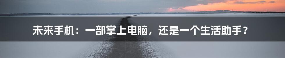 未来手机:一部掌上电脑,还是一个生活助手?