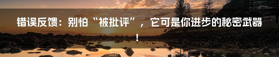 错误反馈:别怕“被批评”,它可是你进步的秘密武器!