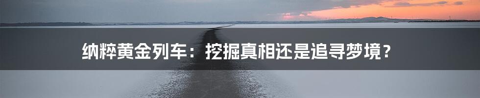 纳粹黄金列车:挖掘真相还是追寻梦境?