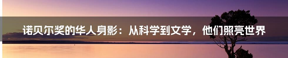 诺贝尔奖的华人身影：从科学到文学，他们照亮世界