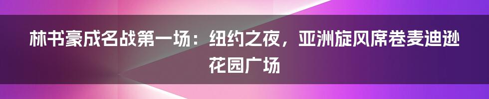 林书豪成名战第一场:纽约之夜,亚洲旋风席卷麦迪逊花园广场