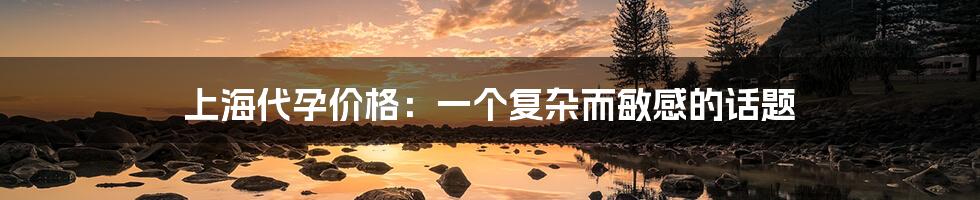 上海代孕价格：一个复杂而敏感的话题
