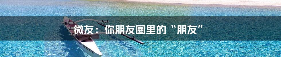 微友:你朋友圈里的“朋友”