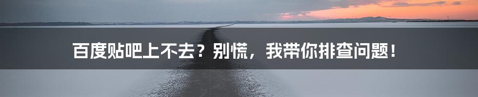 百度贴吧上不去?别慌,我带你排查问题!
