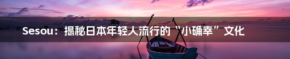 Sesou：揭秘日本年轻人流行的“小确幸”文化