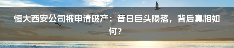 恒大西安公司被申请破产:昔日巨头陨落,背后真相如何?