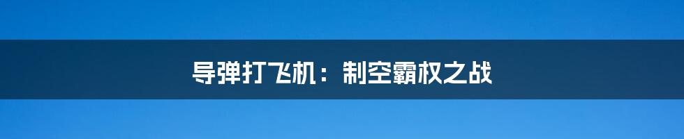 导弹打飞机:制空霸权之战