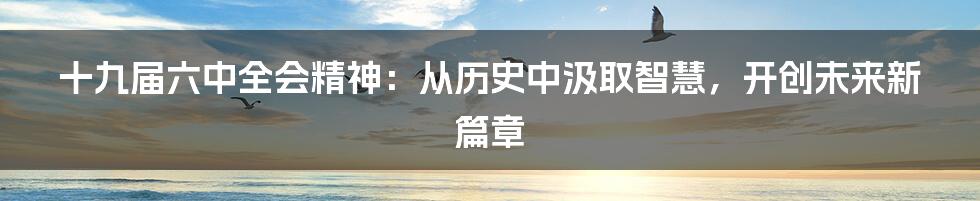 十九届六中全会精神:从历史中汲取智慧,开创未来新篇章