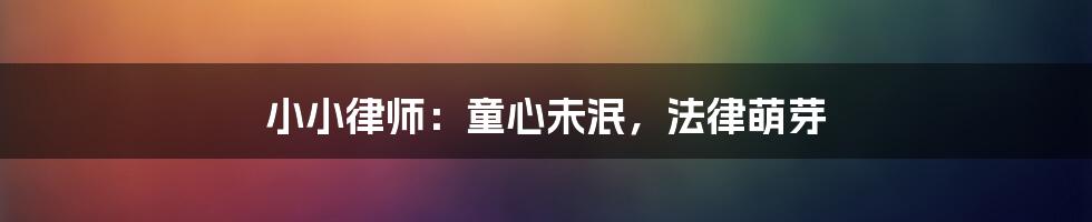 小小律师:童心未泯,法律萌芽