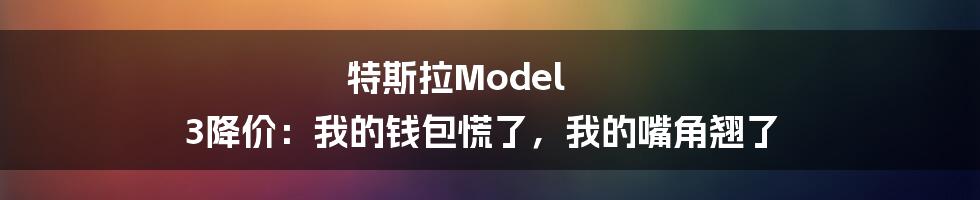 特斯拉Model 3降价:我的钱包慌了,我的嘴角翘了