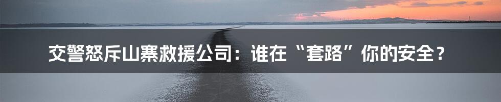交警怒斥山寨救援公司:谁在“套路”你的安全?