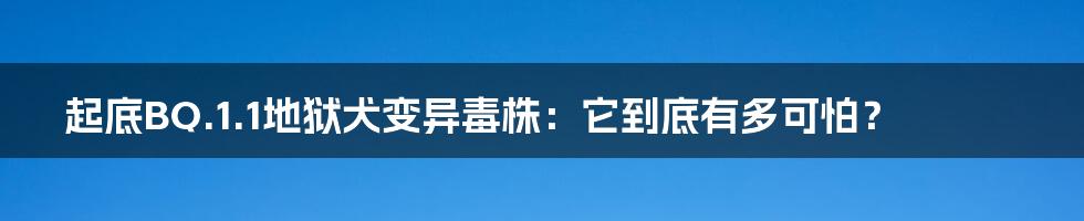 起底BQ.1.1地狱犬变异毒株：它到底有多可怕？