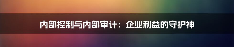 内部控制与内部审计:企业利益的守护神