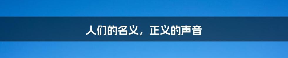 人们的名义,正义的声音