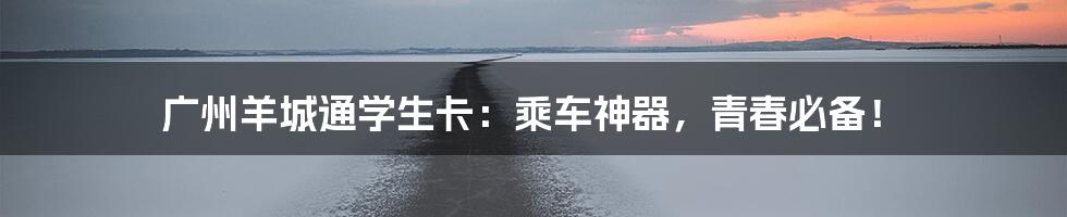 广州羊城通学生卡:乘车神器,青春必备!