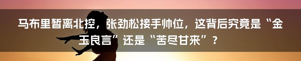 马布里暂离北控,张劲松接手帅位,这背后究竟是“金玉良言”还是“苦尽甘来”?