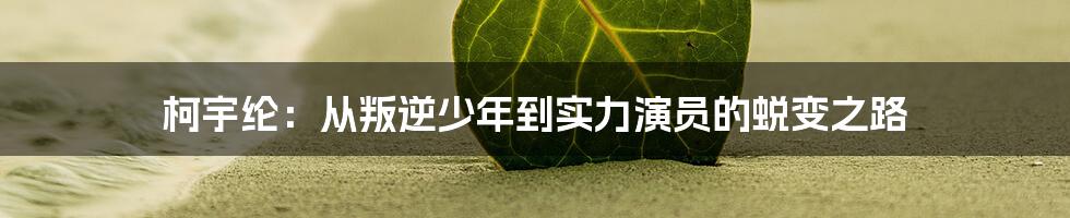 柯宇纶：从叛逆少年到实力演员的蜕变之路