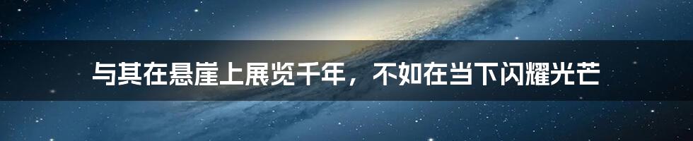 与其在悬崖上展览千年,不如在当下闪耀光芒