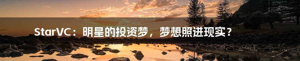 StarVC:明星的投资梦,梦想照进现实?